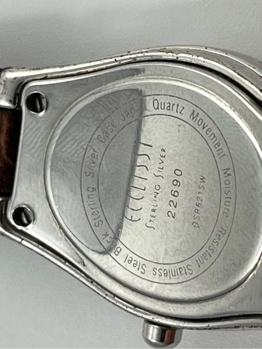 925 Sterling Silver Watch Case Space Age Analog Wrist Watch Mother of Pearl